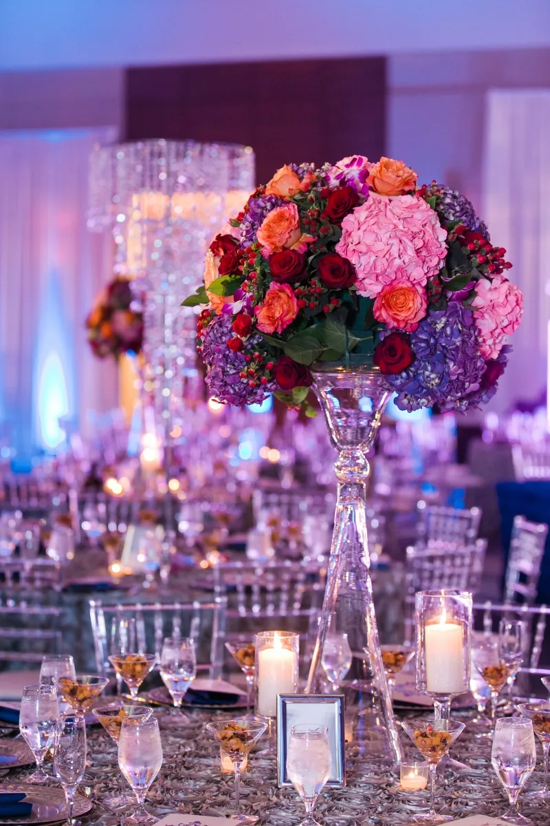 Decorative carriage display at Indian wedding reception