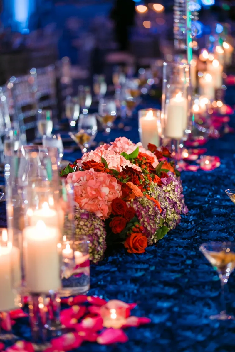 Wedding reception with carriage prop by Poonam Creations