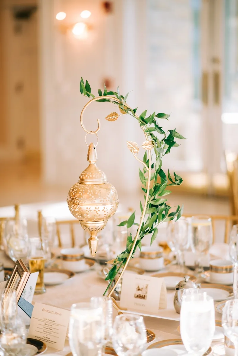 White floral centerpiece for elegant Indian wedding reception