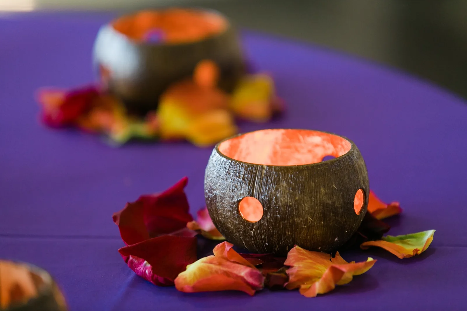 Jewel-tone floral tablescape for Indian sangeet celebration